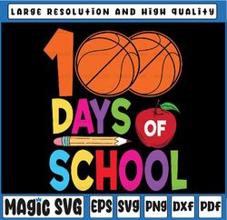 100th day student boys girls basketball svg, basketball school lover svg, 100th day of school png, digital download
