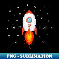 Pixel Flying Rocket - Creative Sublimation PNG Download - Enhance Your Apparel with Stunning Detail