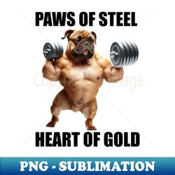 Fitness Gym Paws Of Steel Heart Of Gold Dog Lovers Funny Workout - High-Quality PNG Sublimation Download - Create with Confidence