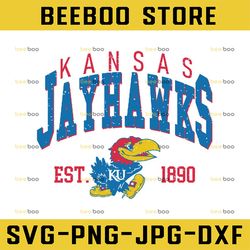 Vintage 90's Kansas Jayhawks Svg, Kansas Svg, Vintage Style University Of Kansas Png Svg dxf NCAA Svg, NCAA Sport Svg