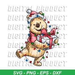 Winnie The Pooh Christmas Light PNG Sublimation Download