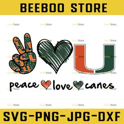 Peace Love Hurricanes Png, Sport Png, NCAA Png, NCAA Sport Png, Digital Download