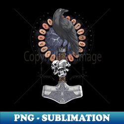 Norse Hammer Raven - PNG Transparent Sublimation Design - Vibrant and Eye-Catching Typography