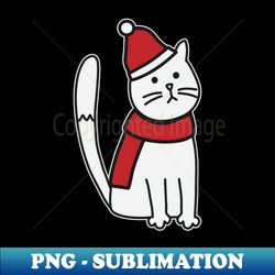 christmas cat with christmas hat and scarf - merry catmas - professional sublimation digital download - transform your sublimation creations