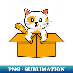 cute cat in a cardboard box cat lover fun - modern sublimation png file - instantly transform your sublimation projects