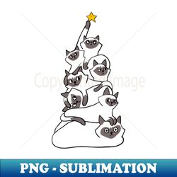 Christmas Tree Siamese Cat - Retro PNG Sublimation Digital Download - Transform Your Sublimation Creations