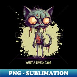 what a lovely day zombie cat - png transparent digital download file for sublimation - capture imagination with every detail