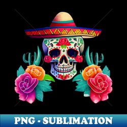 cinco de mayo skull floral  hat - vintage sublimation png download - defying the norms