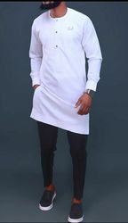 kaftan men shirt and down | traditional kaftan wear|dashiki wear-white