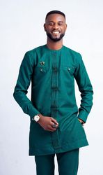 Fashion African men, 2 pieces, African men Attire, Wedding Shirt for men, senator style