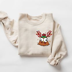 Christmas Chickens Sweatshirt, Christmas Farm Animal Sweatshirt, Chickens Lover Sweater, Funny Holiday Sweater, Cute Chr