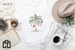 Christmas Palm Tree Shirt, Tropical Xmas Gift, Florida Christmas Tshirt, Beach Aloha Christmas Tee, Santa July Hawaiian