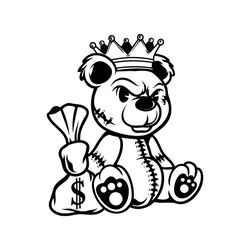 teddy bear king money bag svg file | scar face bandage rich savage hip hop gangster | png dxf jpg eps file for cricut si