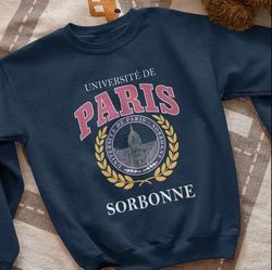 Vintage 90s Universite Paris Sorbonne Crewneck Sweatshirt, Sorbonne Universite