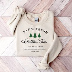 Farm Fresh Christmas Tree Sweatshirt, Christmas Tree Cake Sweatshirt, Christmas Cake Shirt, Christmas Crewneck, Womens C
