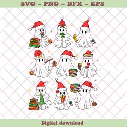 Funny Santa Ghost Reading Books PNG Sublimation Digital