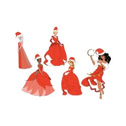 5 princess Christmas bundle, svg cricut christmas, Christmas princess Svg, Christmas Character, Holiday Svg Png Files Fo
