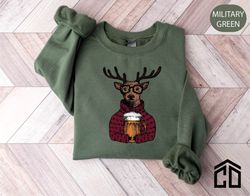 Drinking Brewdolph Christmas Sweatshirts for Family, Brewdolph Reindeer Unisex Hoodies for Xmas Gifts, Winter Holiday De