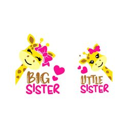 Big Sister Svg, Little Sister Svg, Giraffes Svg, Sisters Cut Files, Siblings Quote Svg Dxf Eps Png, Cute Giraffe Clipart