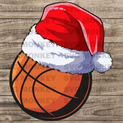 Basketball Wearing Santa Hat Shirt, Christmas Gift, Santa Hat Graphic, December 25th, Basketball Lover SVG EPS DXF PNG