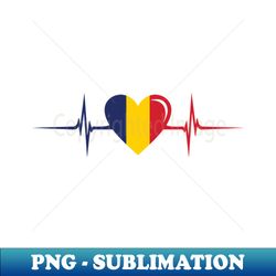 Heartbeat Design Romanian Flag Romania - Elegant Sublimation PNG Download - Boost Your Success with this Inspirational PNG Download