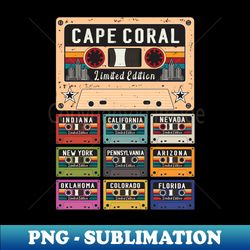 Retro Cape Coral City - Vintage Sublimation PNG Download - Instantly Transform Your Sublimation Projects