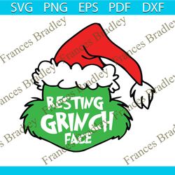 Cute Santa Hat Resting Grinch Face SVG File For Cricut