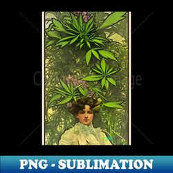 vintage cannabis beauty 9 - elegant sublimation png download - add a festive touch to every day