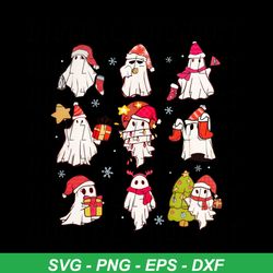 Christmas Ghost With Santa Hat PNG Sublimation File