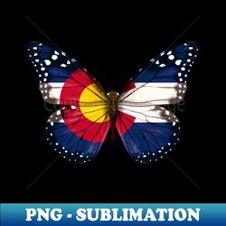 Colorado Flag Butterfly - Gift for Coloradan From Colorado CO - Retro PNG Sublimation Digital Download - Instantly Transform Your Sublimation Projects