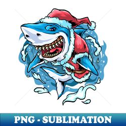 Christmas Santa Great White Shark - Unique Sublimation PNG Download - Perfect for Sublimation Art