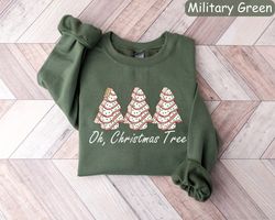 Oh Christmas Tree Sweatshirt, Christmas Cake Sweatshirt, Merry And Bright Christmas Tree Sweatshirt, Womens Merry Christ