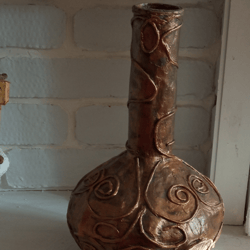 Handmade vase made of papier mache imitation bronse