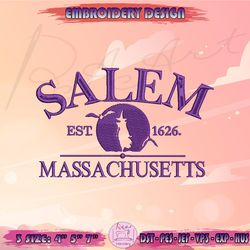 Salem Massachusetts Embroidery Design, Witch Embroidery, Halloween Embroidery Design, Machine Embroidery Designs
