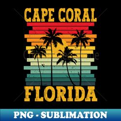 Fl Tropical Summer Palm Trees Retro Cape Coral Florida - High-Quality PNG Sublimation Download - Stunning Sublimation Graphics