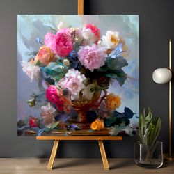Canvas Hand Painted Bouquet of Flowers, Oil Painting, Acrylic Painting, still life art, painted flowers, Home Decor