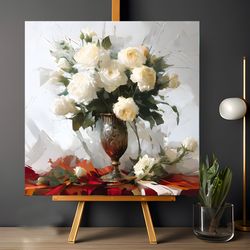 Canvas Hand Painted Bouquet of Flowers, Oil Painting, Digital Painting, still life art, painted flowers, Home Decor