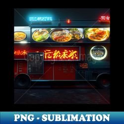 Cyberpunk Tokyo Ramen Food Truck - Sublimation-Ready PNG File - Unlock Vibrant Sublimation Designs