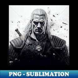 angry witcher with armor on white background - Signature Sublimation PNG File - Stunning Sublimation Graphics