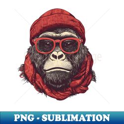 Gorilla in Red The Glasses and Hat Chronicles - Sublimation-Ready PNG File - Spice Up Your Sublimation Projects