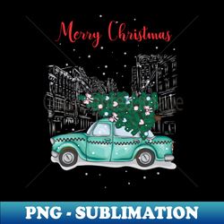 Christmas tree and gifts in a car - Happy Christmas and a happy new year - Available in stickers clothing etc - Signature Sublimation PNG File - Vibrant and Eye-Catching Typography