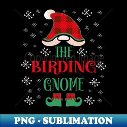 Birding Gnome Buffalo Plaid Matching Family Christmas Gnome Pajama - Unique Sublimation PNG Download - Capture Imagination with Every Detail