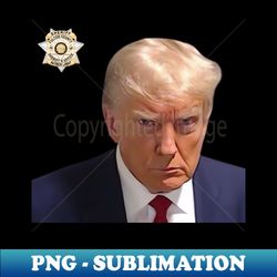 TRUMP MUGSHOT Transparent Background - Retro PNG Sublimation Digital Download - Vibrant and Eye-Catching Typography