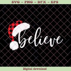 Retro Believe Christmas Santa Hat SVG Cutting Digital File