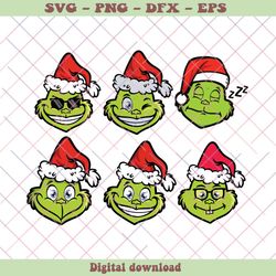 Funny Grinch Face Christmas Vibe SVG Bundle Download