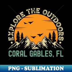 Coral Gables Florida - Explore The Outdoors - Coral Gables FL Vintage Sunset - Unique Sublimation PNG Download - Stunning Sublimation Graphics