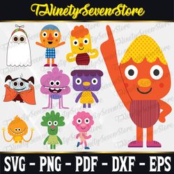 10 Kid Cartoon Characters Bundle SVG / PNG/ JPG - Cake Toppers, Birthday Characters, Kids Character Png, Jpg, Eps, Dxf