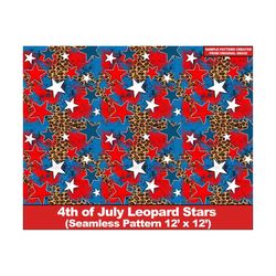 4th of July leopard stars seamless digital paper, USA flag digital seamless pattern, scrapbook, Printable Scrapbook Paper,Textile/Fabric