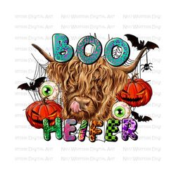 Boo Heifer png sublimation design download, Happy Halloween png, spooky vibes png, western Heifer png, sublimate designs download