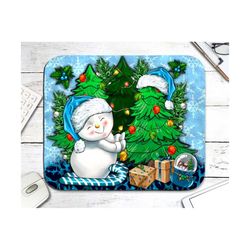 Cute snowman and trees mouse pad png sublimation design download,Christmas png,winter png,snowman png,Christmas trees png,sublimate download